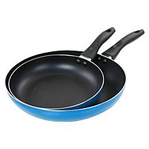 Gibson Home 10" Aluminum Frying Pan, Blue - 2 Piece