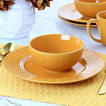 Gibson Home Cairo Sunset 12-Piece Ceramic Dinnerware Set in Orange