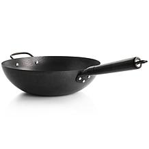 Gibson Home Hammered 13" Heavy Gauge Carbon Steel Wok in Black