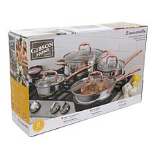 GibsonHome Bransonville 8Pc Stainless Steel Cookware Set Chrome&Bronze