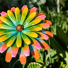 Gliitzhome 41"H Red and Green Garden Metal Flower Yardstake