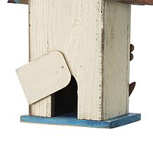 Glitzhome 10.25" Distressed Solid Wood Birdhouse with Flower