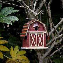 Glitzhome 10.25" Rustic Solid Wood Barn Birdhouse