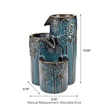 Glitzhome 10"H 3-Tier Turquoise Ceramic Tabletop Fountain