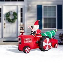 Glitzhome 11' Lighted Inflatable Santa on Tractor