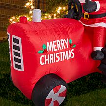 Glitzhome 11' Lighted Inflatable Santa on Tractor