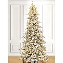 Glitzhome 11' Preloaded with LED Flocked Fir Artificial Christmas T...