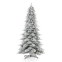 Glitzhome 11' Preloaded with LED Flocked Fir Artificial Christmas T...