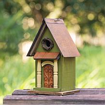 Glitzhome 11.25" Vintage Green Solid Wood Birdhouse