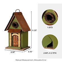 Glitzhome 11.25" Vintage Green Solid Wood Birdhouse