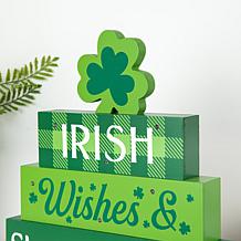 Glitzhome 11.5" Lighted St. Patrick's Wooden Block Table Sign