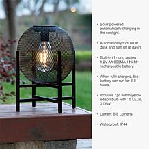 Glitzhome 11.5" Metal Mesh Solar Powered Outdoor Lantern with Stand