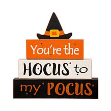 Glitzhome 11.5in. H Halloween Wooden Lighted Witch Word Block Decor