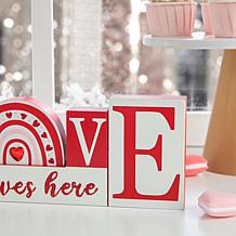 Glitzhome 11.75in H Valentine's Wooden LOVE Table Decor