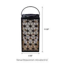 Glitzhome 11"H Black Metal Cutout Solar Hanging Lantern with LED Light