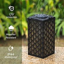 Glitzhome 11"H Square Textured Glass Pattern Solar Lantern with LED