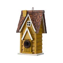 Glitzhome 12" Distressed Solid Wood Cottage Birdhouse