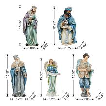 Glitzhome 12-pc Oversized Deluxe Blue Resin Nativity Figurine Set
