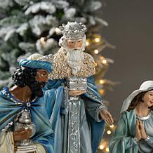 Glitzhome 12-pc Oversized Deluxe Blue Resin Nativity Figurine Set