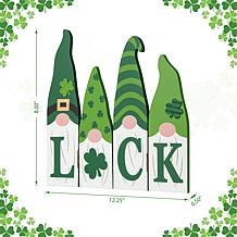 Glitzhome 12.25in L St. Patrick's Wooden Luck Shamrock Gnome Decor