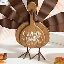 Glitzhome 12.25in. L Wooden and Metal Turkey Table Decor