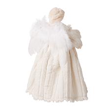 Glitzhome 12in H Faux Fur Angel Tree Top