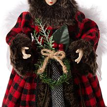Glitzhome 12in H Plaid Angel Tree Top