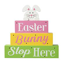 Glitzhome 12in L Easter LED Lighted Wooden Bunny Block Word Sign