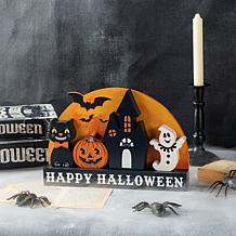 Glitzhome 12"L HAPPY HALLLOWEEN Wooden Table Block Set of 5