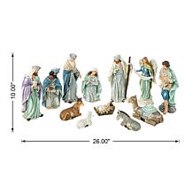 Glitzhome 12pcs Deluxe Blue Resin Nativity Figurine Set
