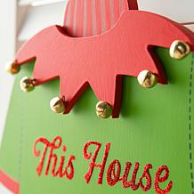 Glitzhome 13.25" Christmas Elf Costume Wooden Door Hanger