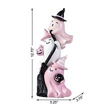 Glitzhome 13''H Pink Halloween Polyresin Stacked Ghost Table Decor