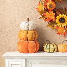 Glitzhome 13in. H Fall Stacked Fabric Pumpkin