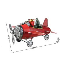 Glitzhome 14" Christmas Metal Airplane with Gifts Table Décor