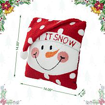 Glitzhome 14" Hooked 3D Snowman Pillow
