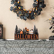 Glitzhome 14" Wooden "Halloween" Haunted House Table Sign