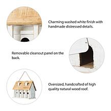 Glitzhome 14.25" Oversized Distressed Solid Wood Cottage Birdhouse