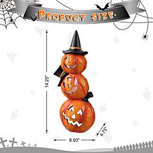Glitzhome 14.25in. H Halloween Lighted Stacked Pumpkin Table Decor
