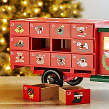 Glitzhome 14.5" Wooden Christmas Truck Countdown Calendar