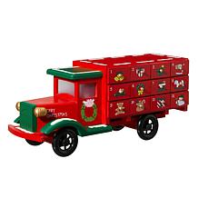 Glitzhome 14.5" Wooden Christmas Truck Countdown Calendar