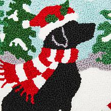 Glitzhome 14in L Hooked Christmas Dog Pillow