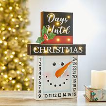 Glitzhome 15" Lighted Wooden Christmas Snowman Countdown