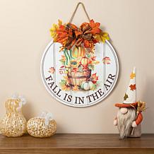 Glitzhome 15" Round Fall Wooden Word Door Hanger