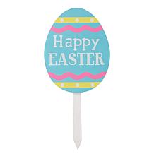 Glitzhome 15" Wooden Easter Egg Yard Stake - Set of 3