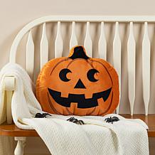 Glitzhome 15.5"L Fall and Halloween Fabric Double Sided Pumpkin Pillow
