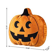 Glitzhome 15.5"L Fall and Halloween Fabric Double Sided Pumpkin Pillow