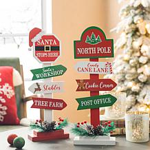 Glitzhome 16.5in. H Set of 2 Christmas Wooden Sign Table Decor