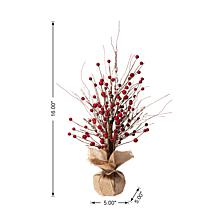 Glitzhome 16in. H Christmas Red Berry Table Tree Decor