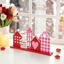 Glitzhome 16in L Valentine's House Wooden Table Decor