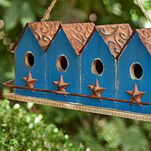 Glitzhome 17" Washed Retro Distressed Wood Garden Birdhouse with Perch